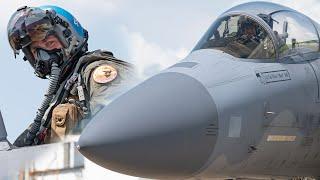 F-15 Eagle Fighter Jets Pre-flight and Takeoff U.S. Air Force