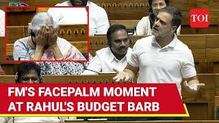 Nirmala Hides Her Face And Laughs As Rahul Gandhi Fires Halwa Budget Jibe  Watch