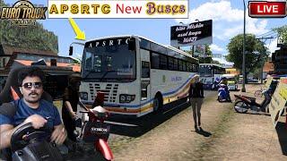 New APSRTC Buses and New Indian Traffic Convoy New map and Buses Driving with Steering  Live ETS2