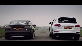 Acceleration Porsche Cayenne S E-Hybrid vs Tesla Model S 85