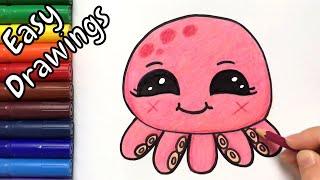 How to Draw Octopus Easy Step by Step  Simple Drawings