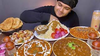 EATING CHOLE BHATURE + PANEER BUTTER MASALA DAL MAKHANIDAHI PURI2xspicy  EATING SHOW  FOOD EAT