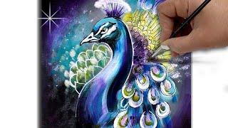 Magnificent PEACOCK  Acrylic painting Tutorial for beginners  Step by Step