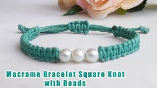 How To Make  Bracelet Square Knot with Beads  Macrame Bracelet Tutorial