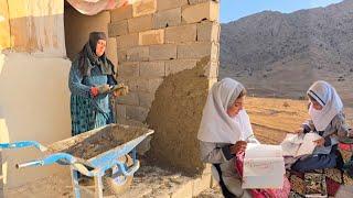 Happy moments Master Grandmothers cement work Return of two orphan girls from school