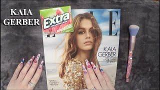 ASMR Gum Chewing Magazine Flip Through  Kaia Gerber  Whispered Ramble Page Turning