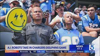 AI robot fans promoting new film seen at Chargers-Dolphins game