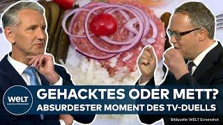 BJÖRN HÖCKE VS. MARIO VOIGT - Mettbrötchen vs. Gehacktes Der absurdeste Moment des TV-Duells