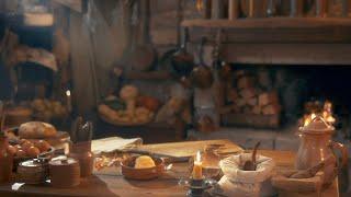 17th Century Kitchen Ambience  Cinematic ASMR crackling fire cooking sounds no talking