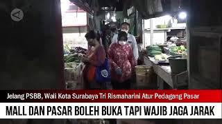 Jelang PSBB Wali Kota Surabaya Tri Rismaharini Atur Pedagang Pasar Genteng Baru