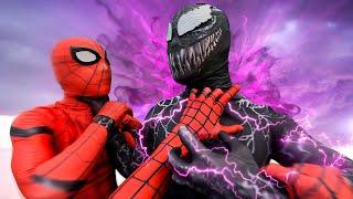 TEAM SPIDER-MAN vs PINK VENOM SUPERHERO In Real Life Epic PARKOUR POV Movie