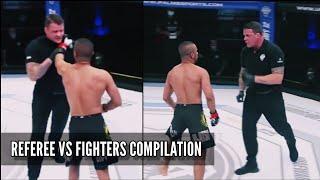 REFEREES VS FIGHTERS - MMA COMPILATION  REFEREE CHOKES FIGHTERS HD 2024