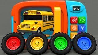 Learn Colors with Yellow School Bus Street Vehicle Assembly Car and Balls  Zorip - Nursery Rhymes