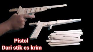 DIY  PISTOL OF ICE CREAM STICKS  Pistol mainan dari stik es krim peluru karet