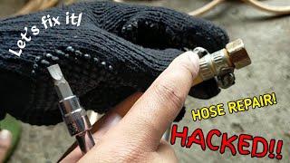 Hose repair using hose clamp