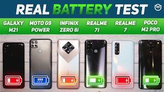 Infinix Zero 8i vs Realme 7 Poco M2 Pro Moto G9 Power Battery Drain Test  Charging Test  Gaming