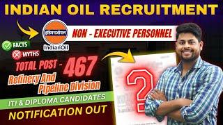 IOCL Recruitment 2024  ITIDiplomaBsc Permanent Jobs  IOCL PipelineRefinery Vacancy 2024  IOCL