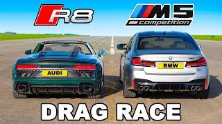 625hp BMW M5 v 620hp Audi R8 V10 DRAG RACE