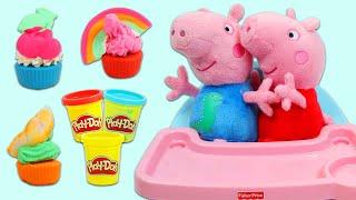 Peppa Pig And George Pretend To Bake Play Doh Desserts