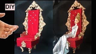 Miniature  crown Chair  for Barbie Doll.DIY miniature chair one of a kind.