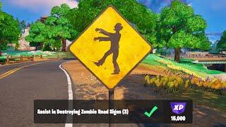 Assist in Destroying Zombie Road Signs All Locations - Fortnitemares Quests