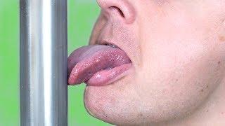 TONGUE STUCK TO POLE