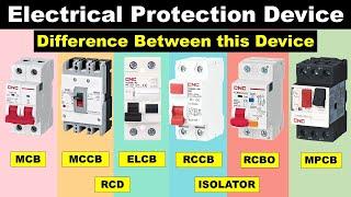 Difference between MCB MCCB ELCB RCCB RCBO RCD And MPCB  why we use this device