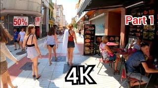 ⁴ᴷ CALELLA walking tour Shops and restaurants Catalonia Spain part 1 4K