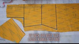 Ladies shirt  kameezcutting with armhole calculation 22 inch 44 bust size cutting