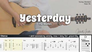 Yesterday - The Beatles  Fingerstyle Guitar  TAB + Chords + Lyrics