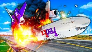 FedEx plane crashes UPSIDE DOWN during Landing in GTA 5