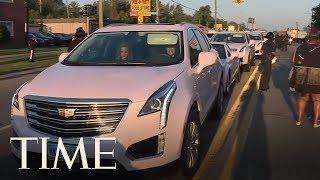 A Row Of Pink Cadillacs Escort Aretha Franklins Body To Her Funeral  TIME