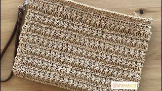 Çok İstek Alan Kağıt İp Clutch Çanta Nasıl YapılırHow to Make Paper Yarn Clutch Bag Eng Subtitle