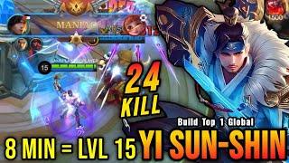 24 Kills + MANIAC Unstoppable Yi Sun Shin 8 Mins = Lvl 15 - Build Top 1 Global Yi Sun Shin  MLBB