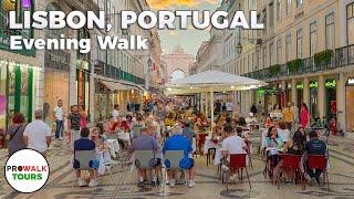 Lisbon Portugal Evening Walk - 4K - with Captions