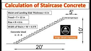 How to Calculate Volume of Concrete in Stairs  Concrete Quantity Estimation Staircase