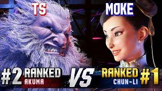 SF6 ▰ TS #2 Ranked Akuma vs MOKE #1 Ranked Chun-Li ▰ High Level Gameplay