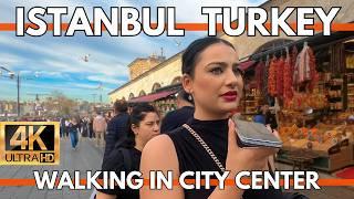 ISTANBUL TURKEY CITY CENTER 4K WALKING TOUR GRAND BAZAAREMINONUSIRKECI-SHOPSSTREET FOODSMARKETS