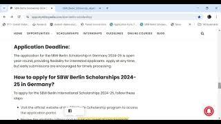 SBW BERLIN SCHOLARSHIP 2024