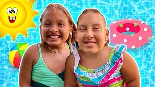 Maria Clara in a Fun Dream at the Pool with Carol ft Gatinha das artes - Família MC Divertida