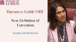 Baroness Shaista Gohir OBE -  New Definition of Extremism House of Lords