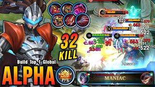 32 Kills + MANIAC Alpha Full Red Build WTF LIFESTEAL - Build Top 1 Global Alpha  MLBB