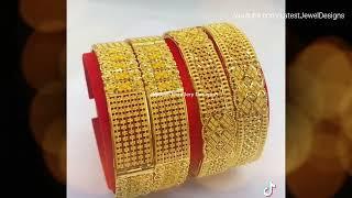 Four Piece Gold Bangles Collection  Gold Bangle Set 2022 Designs