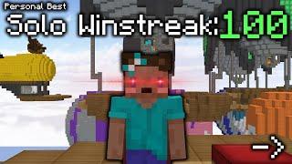 getting 100 solo winstreak hypixel bedwars