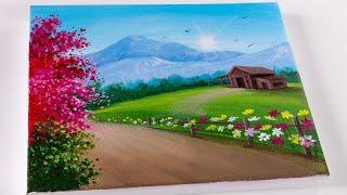 Spring Landscape Painting  Acrylic Painting for Beginners