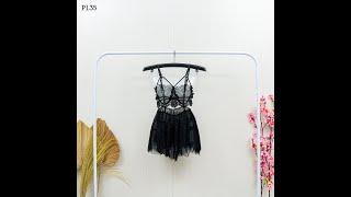 LIMITED STOCK LINGERIE SEXY NIGHT GOWN BAJU TIDUR WANITA DEWASA LACE HITAM PL35