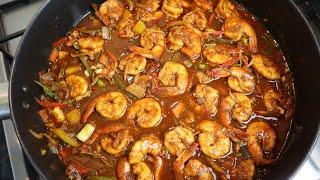 How To Make Brown Stewed Shrimp Jamaican Style  Juicy Shirmp Recipe