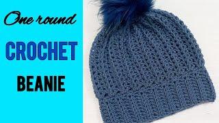 Super Easy Crochet Beanie Hat with only one round