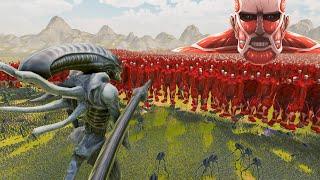 ALIEN XENOMORPH MOUNTAIN vs ATTACK ON TITAN  Ultimate Epic Battle Simulator 2 UEBS 2