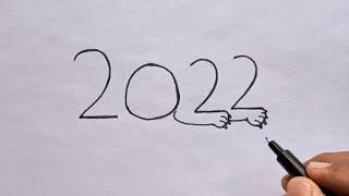 How To Turn Number 2022 Into Lion   Step By Step Drawing